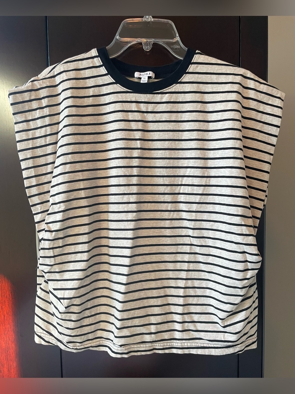 pistola Women’s Cream and Black Striped Short Sleeve Tee